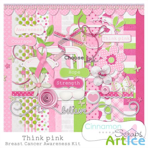 Scrap Set - Think Pink PNG and JPG Files