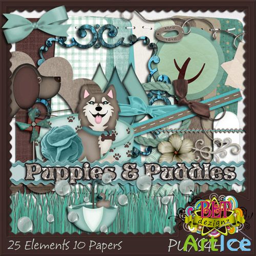 Scrap Set - Puppies E Puddies PNG and JPG Files