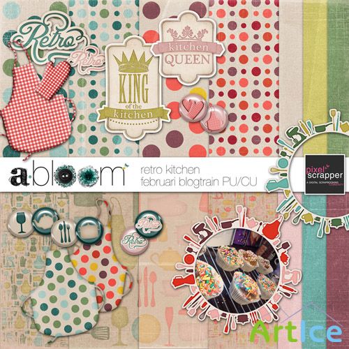 Scrap Set - Abloom Retro Kitchen PNG and JPG Files