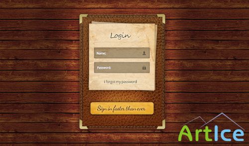 PSD Web Design - Login with leather skin