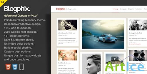 ThemeForest - Blogphix v1.2 - An endless scrolling Wordpress theme