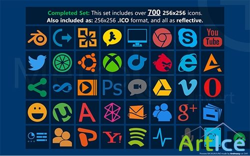 Metro Uinvert Dock Icon Set - 725 Icons