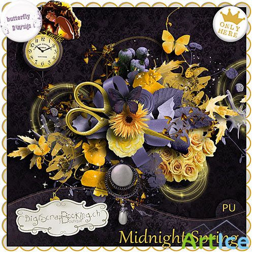 Scrap Set - Midnight Spring PNG and JPG Files