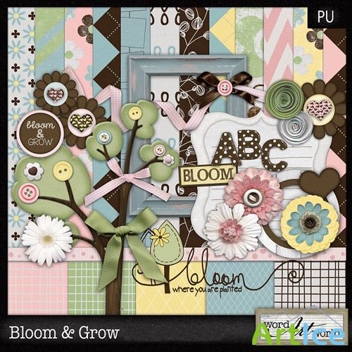 Scrap Set - Bloom and Grow PNG and JPG Files