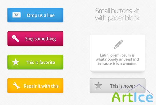 PSD Web Design - Buttons pack with paper block