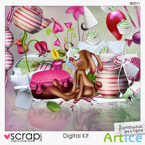 Scrap Set - Bunny Party PNG and JPG Files