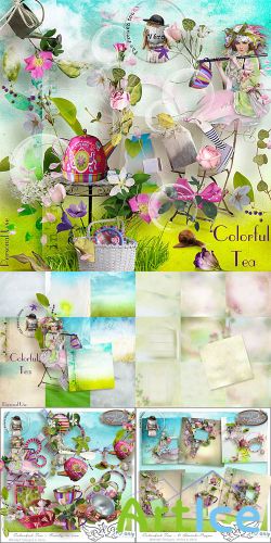 Scrap Set - ColorFull Tea PNG and JPG Files