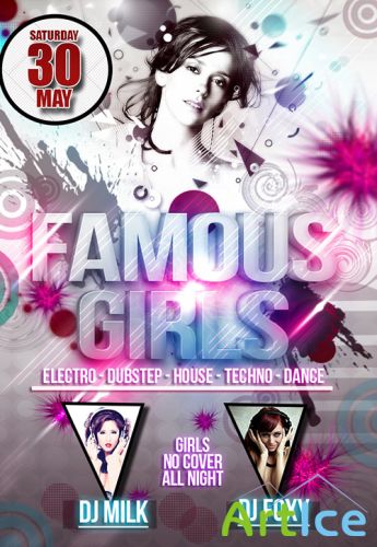 PSD Source - Famous Girls Mini Flyer