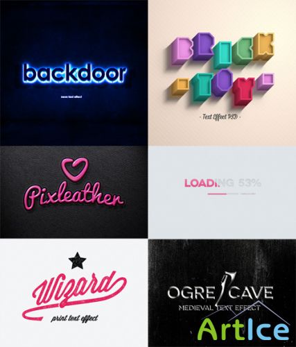 6 Text Effects PSD Set 1