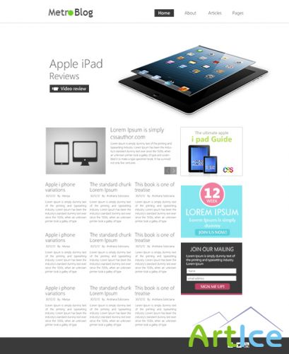 PSD Web Template Premium Metro Style Blog