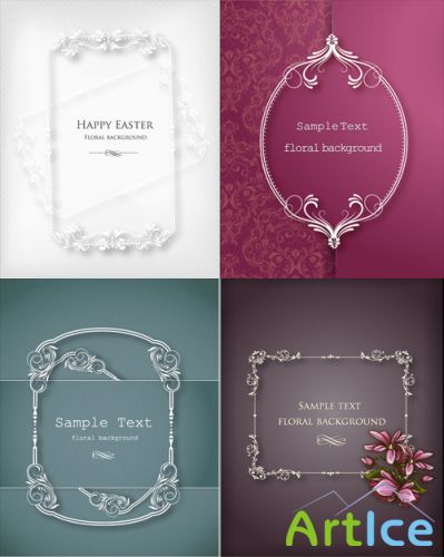 Spring Floral Vector Frames 5