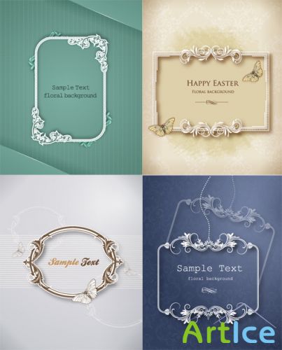 Spring Floral Vector Frames 6