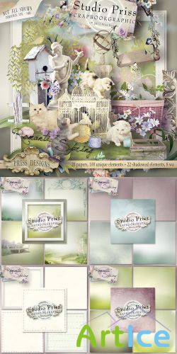 Scrap Set - Romantic Spring PNG and JPG Files