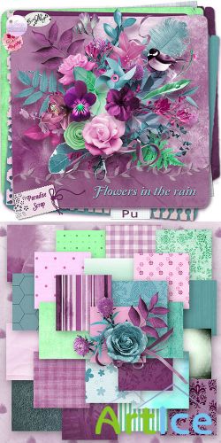 Scrap Set - Flowers In The Rain PNG and JPG Files