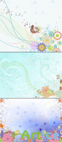 Colorful Spring Vector Backgrounds Set 3