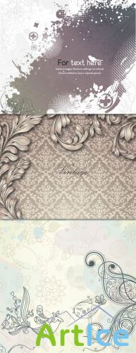 Vintage Spring Vector Backgrounds Set 4