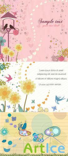 Colorful Spring Vector Backgrounds Set 1