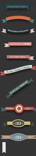 Designtnt - Retro Ribbons Banners Set 2