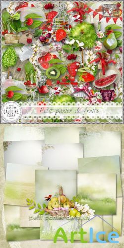 Scrap Set - Petit Panier de Fruits PNG and JPG Files