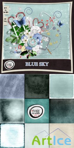 Scrap Set - Blue Sky PNG and JPG Files