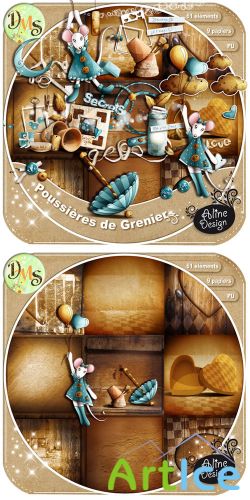 Scrap Set - Poussieres de Grenier PNG and JPG Files