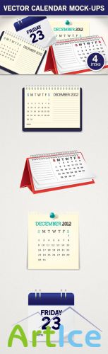 Designtnt - Calendar Mock-ups Vector Set 1