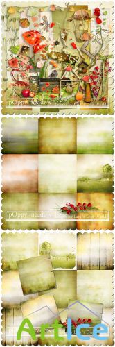 Scrap Set - Poppy Meadow PNG and JPG Files