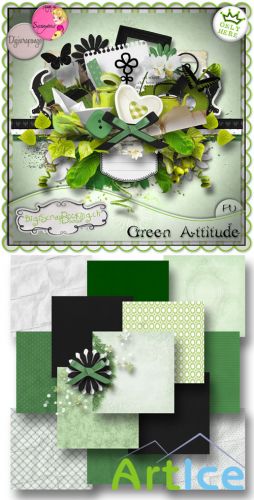 Scrap Set - Green Attitude PNG and JPG Files