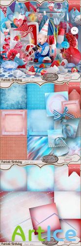 Scrap Set - Patriotic Birthday PNG and JPG Files