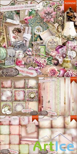 Scrap Set - Christmasrose PNG and JPG Files