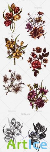 Vector Floral Set 4