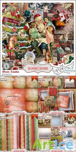 Scrap Set - Dear Santa PNG and JPG Files