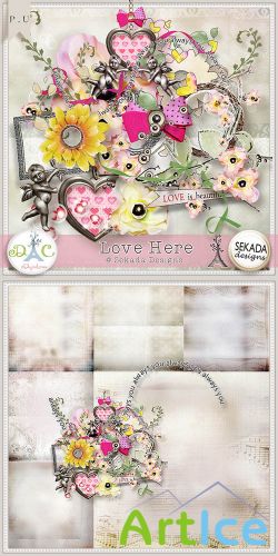 Scrap Set - Love Here PNG and JPG Files