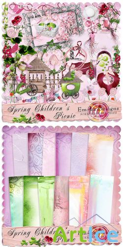 Scrap Set - Spring Childrens Picnic PNG and JPG Files