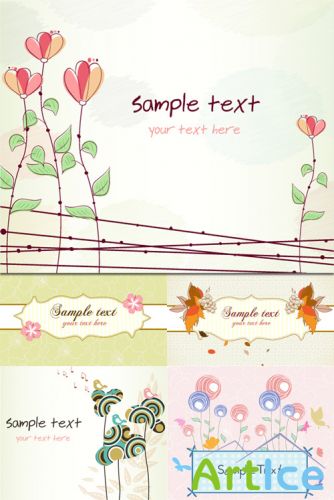 Spring Vector Backgrounds Set 10