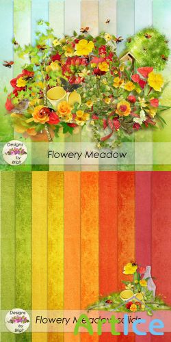 Scrap Set - Flowery Meadow PNG and JPG Files