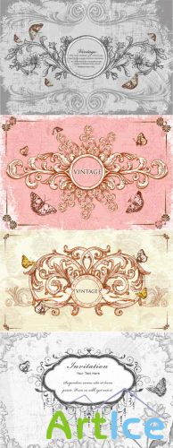 Vintage Floral Vector Frames Set 2