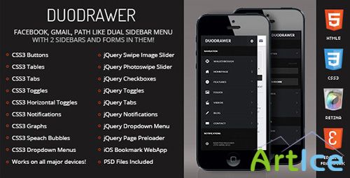 ThemeForest - DuoDrawer Mobile Retina | HTML5 & CSS3 And iWebApp