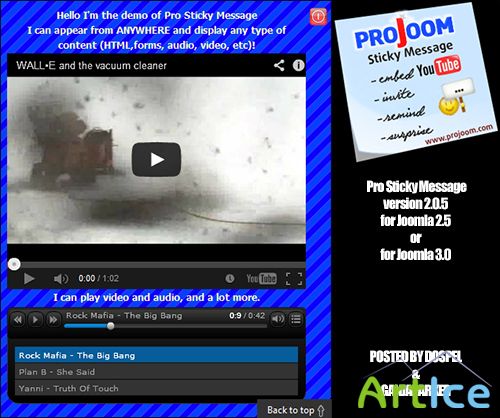 ProJoom - Pro Sticky Message v2.0.5 For J2.5 or J3.0