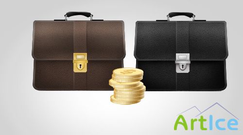 PSD Source - Bag and Coins Finance Icons