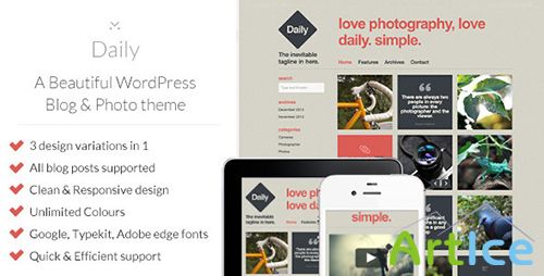 ThemeForest - Daily v1.0.5 - A Beautiful WordPress Blog & Photo theme