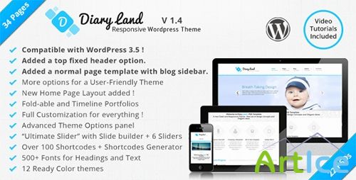 ThemeForest - DiaryLand v1.0 - Corporate Wordpress Responsive Theme - FULL