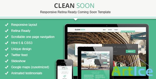 ThemeForest - Clean Soon Responsive Retina Ready Coming Soon - RIP