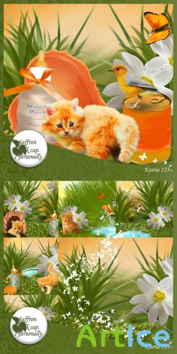 Scrap Set - Ginger Kitten PNG and JPG Files