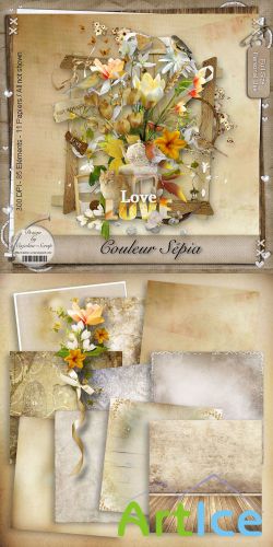 Scrap Set - Couleur Sepia PNG and JPG FIles