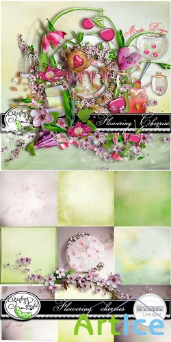 Scrap Set - Flowering Cherries PNG and JPG Files