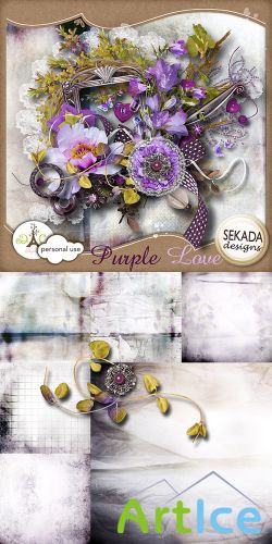 Scrap Set - Purple Love PNG and JPG Files