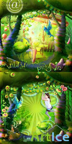 Scrap Set - Wild Watermelon Party PNG and JPG Files