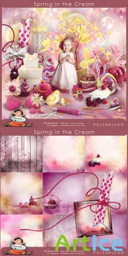 Scrap Set - Spring In The Cream PNG and JPG Files