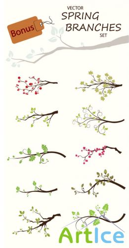 Designtnt - Spring Branches Photoshop Brushes